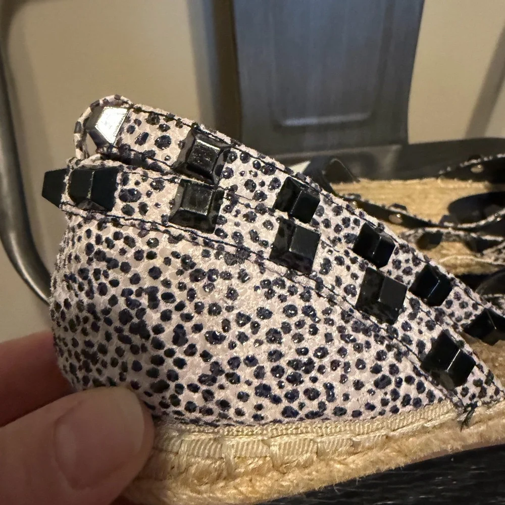 Rebecca Minkoff Gilles Studded Espadrille Ankle Wrap Flats Sz 8